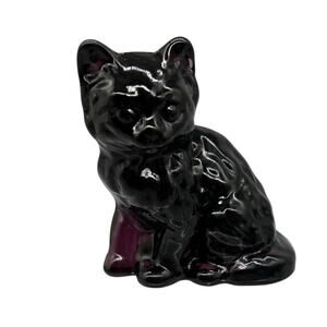 Mosser Purple Amythest (Almost Black) Glass Sitting Cat Pose 3.25"